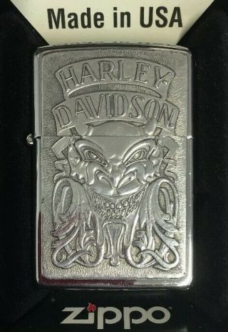 Vintage Zippo Lighter Barrett Smythe Harley Davidson Devil El Diablo Pewter 1994