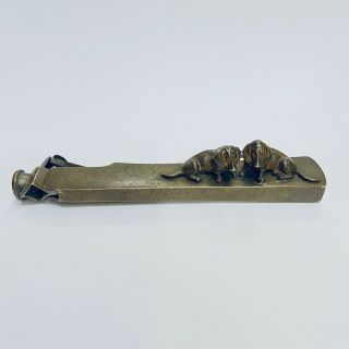 Vtg Or Antique Bronze Dachshund Dog V - Cut Cigar Cutter 1/2” Cigars
