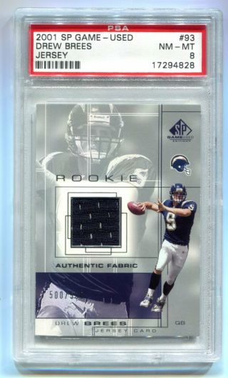 2001 Sp Game Edition Drew Brees Jersey Rc 500/500 Psa 8 Nm - Mt