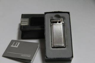 Vintage Dunhill " Unique " Silver Plated Pocket Vertical Lines Lighter Great