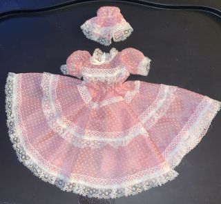 Vtg Pink Southern Belle Style Doll Dress W/hat 13” - 14” Dolls