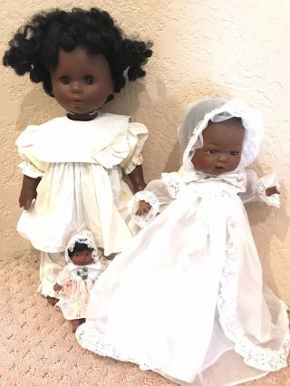 Horsman Bye Lo Baby African American Doll 1972 White Dress,  Bonnet,  Other Baby