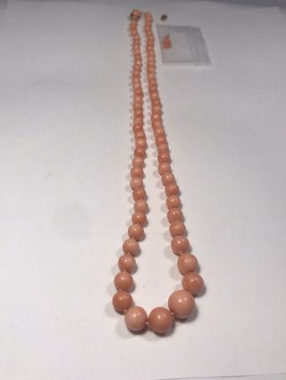 Vintage Pink Coral Bead Small - Large Gold Clasp 10” Necklace,  27 Grams Rare