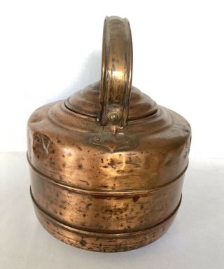 Vintage Solid Copper Hand Hammered Tea Kettle 3