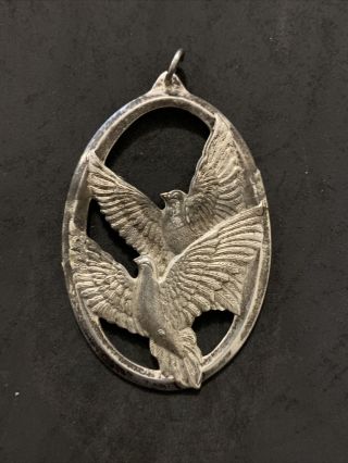 Vintage 1976 Wallace Sterling Silver Peace On Earth Two Doves Christmas Ornament