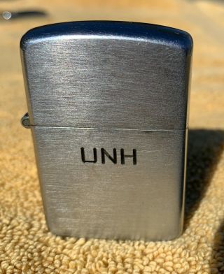 Vintage Unh Zippo 3 Barrel Hinge Lighter Patent 2032695 W/matching Insert