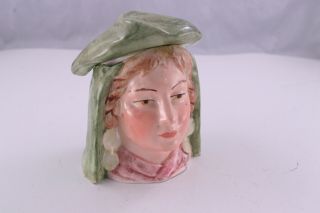 Vintage Antique Figural Pottery Tobacco Jar Humidor Lady Woman Dutch 1800 - 1900 