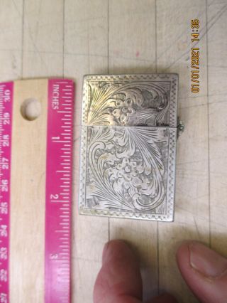 Vintage Sterling Silver Fancy Florentine Lighter w/Zippo Insert 2