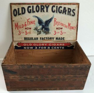 Old Glory Vintage Wooden Cigar Box,  Bald Eagle