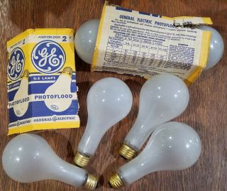 Set Of 6 Vintage Ge Photoflood Lamp Bulbs,  Circa 1960s (estimated)