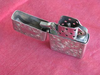 Vintage Sterling Silver Fancy Florentine Lighter w/Zippo Insert 3