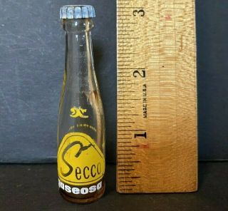 Old Vintage Miniature Soda Bottle Secco Gaseosa Pop W/ Cap 2 7/8 " Tall Tiny Mini