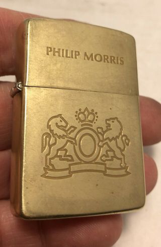 Vintage 1932 1984 Commemorative Brass Zippo Advertising Philip Morris