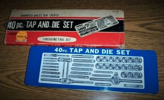 Vintage 40 Pc.  Tap And Die Set In Cac & Box Nc & Nf Npt Japan Rare