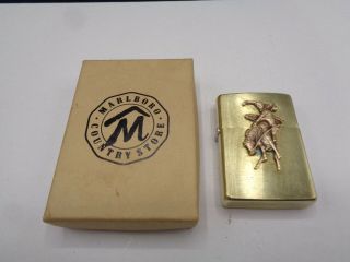 Zippo Solid Brass Marlboro Country Store Cigarette Lighter W/box (sa11)