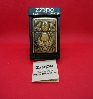 Zippo 1998 Barrett Smythe Tiger Head Solid Brass ? Unfired