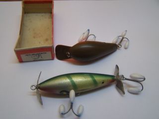2 Old Antique Vuntage Jack Smithwick Lure Baits Crankbait And Top Water Box
