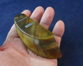 Antique Carved Horn Snuff Box With Hinged Lid