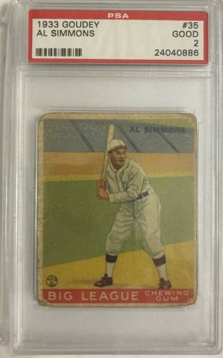 1933 Goudey 35 - Al Simmons - Psa 2 Good - Hof - Chicago White Sox