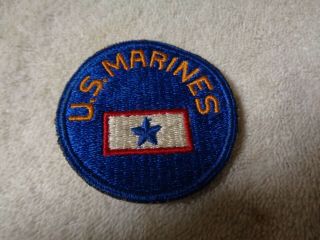 Vintage World War Ii Us Marines Blue Star Cloth Embroidered Patch