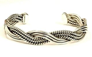 Vintage Sterling Silver Mexico Braided Rope Twisted Woven Cuff Bracelet 7 " 20.  7g
