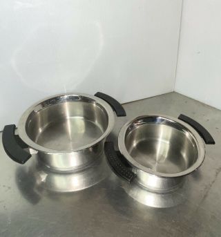 2 Vintage Fissler 18 - 10 Stainless Steel Saucepans / Pots No Lids,  Germany