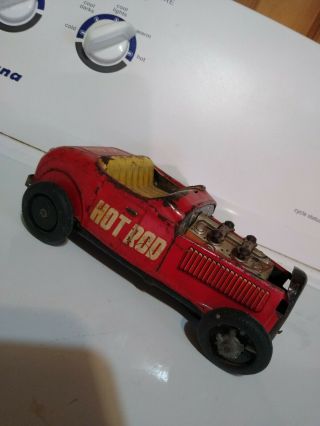 Vintage Tin Hot Rod Century Red Friction Car Toy Japan? Good Shelf Display H12