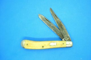 Vintage Schrade Walden 293y Pocket Knife - - 2 Blade Trapper - - Yellow