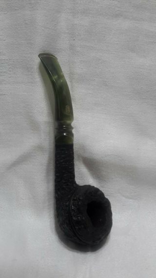Vintage Jobey Stromboli 200 Tobacco Pipe,  Hand Carved Wood,  Green Mop Mouthpiece