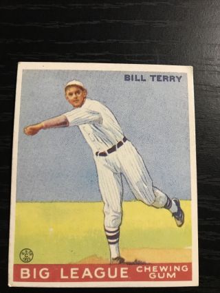 1933 Goudey Big League Chewing Gum R319 Bill Terry 20 Rookie Hof