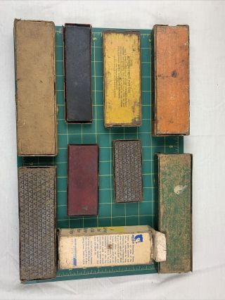 Vintage Knife Razor Sharpening Oil Slip Stones In Boxes Case Bay Dunlap 2