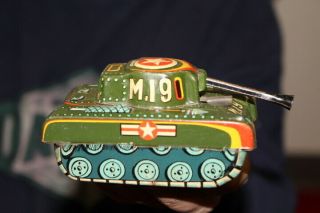 Antique Vintage M - 19 Army Tank Japan Tin Metal Friction Toy Sign