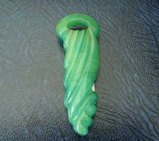VINTAGE JEWELLERY ART DECO JADE GREEN PLASTIC CELLULOID DRESS CLIP BROOCH PIN 2