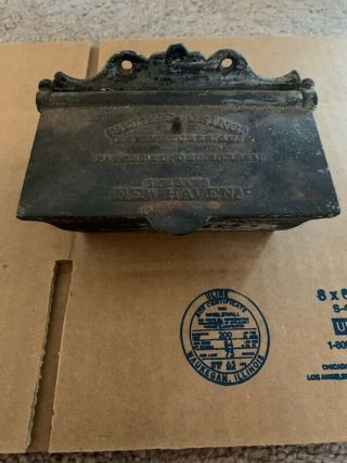 Antique Self Closing Cast Iron Match Safe Box Holder Pat.  Dec.  20.  1864 Haven