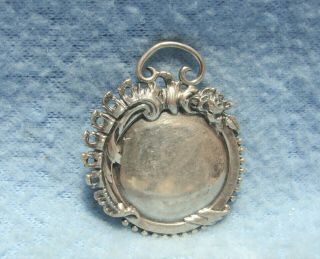 Late 1800s Ornate Victorian Sterling Silver Ladies Pendant W/ Rose No Monogram