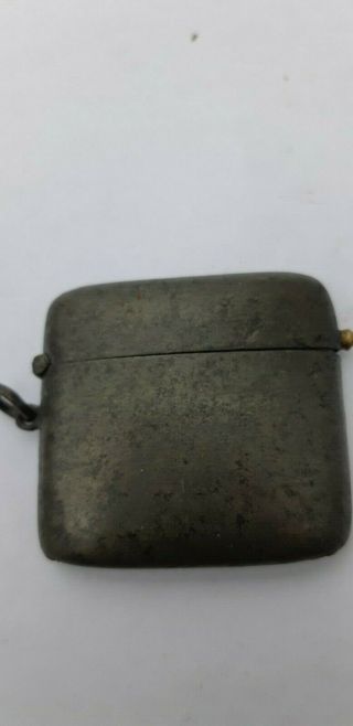 Antique Vesta Match Safe Rare Gunmetal Jeweled Push Button