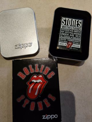 Rare Vintage Rolling Stones Withstand Zippo Lighter Collectible