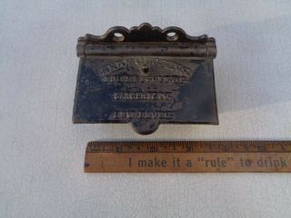 Late 1800 Antique Cast Iron Match Holder Iron Match Safe Self Closing 3 1/2 "