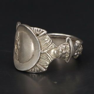 Vtg Sterling Silver - Gold Prospector Miner Spoon Handle Ring Size 14 - 13g