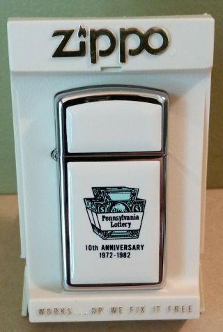 Zippo Lighter Pennsylvania Lottery 10th Anniversary 1972 - 1982