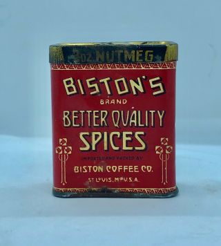 Rare Bistons Vintage Spice Tin Nutmeg Coffee St Louis Biston Better Quality