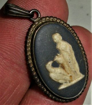 Antique Wedgwood Woman & Eagle Sterling Silver Charm Pendant Vafo
