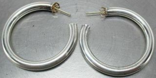 Vintage 925 Sterling Silver & Solid 14k Gold Southwestern Hoop Post Earrings