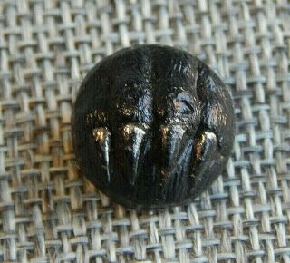 Antique Vtg Black Glass Button Claw W/ Silver Luster Apx:9/16 " 721 - A