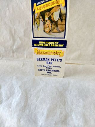 Vintage Matchbook Front Strick German Pete 