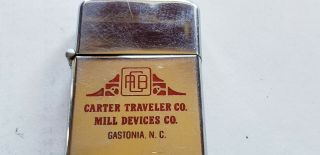 Vtg Slim Zippo Carter Traveler Co Lighter