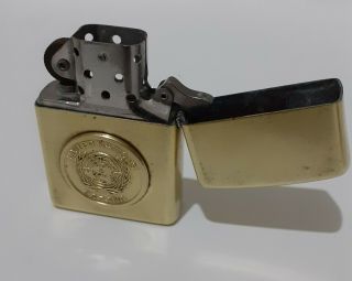 Vintage Zippo Lighter Solid Brass Logo United Nations/Unprofor In Case 2
