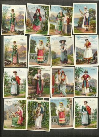 1890 Tobacco Cards Turkish Trophies Cigarettes 17 Cards Costumes & Scenery