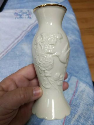 Vintage Lenox Fine China Hummingbird/rose Vase With 24 Karat Gold Trim