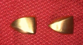 Vintage Signed Givenchy Clip On Earrings,  Gold Tone Triangular Shape